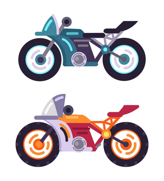 Conjunto de modelos de motocicletas modernas motorizadas Scooters — Vector de stock