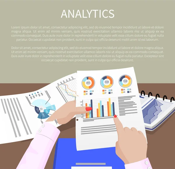 Analytics Banner met vele grafieken en grafieken gegevens — Stockvector