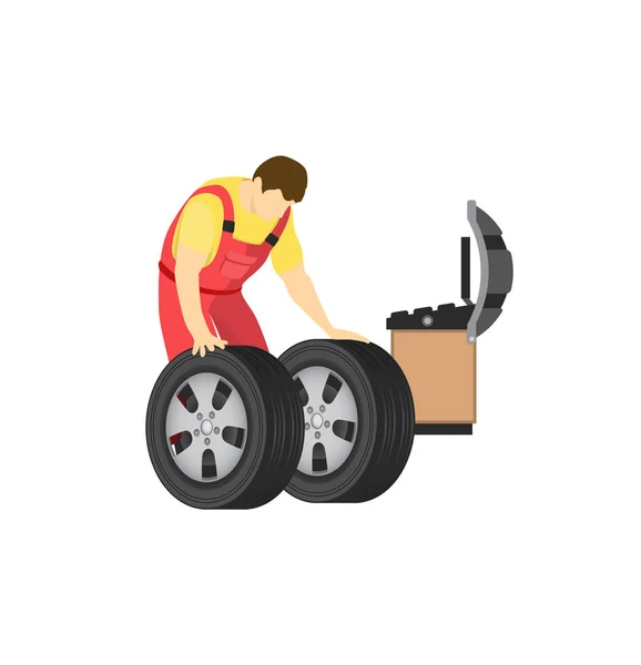 Illustration vectorielle couleur des roues et des pneus — Image vectorielle