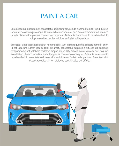 油漆汽车海报和文本矢量插图 — 图库矢量图片