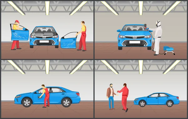 Ilustração do vetor do conjunto de serviço de manutenção do carro —  Vetores de Stock