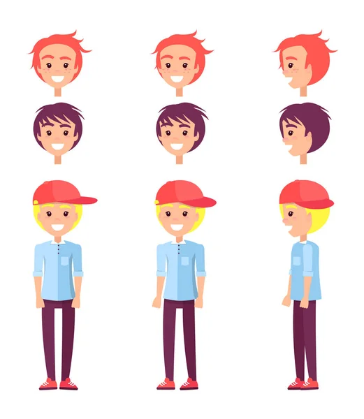 Conjunto de adolescentes constructor, ilustración vectorial — Vector de stock