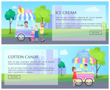 Dondurma ve pamuk şeker vektör çizim