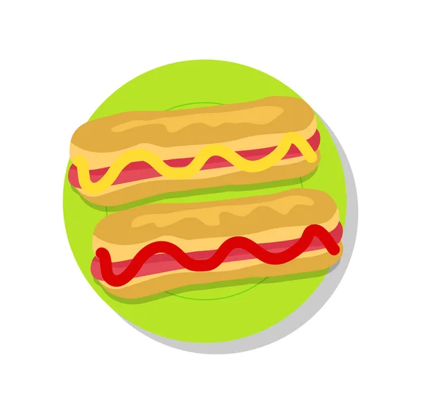 Paire de hot-dogs délicieux, illustration vectorielle — Image vectorielle