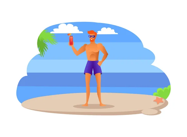 Tropischer Strand ahletisch sexy Sportler Sommer Tuch — Stockvektor
