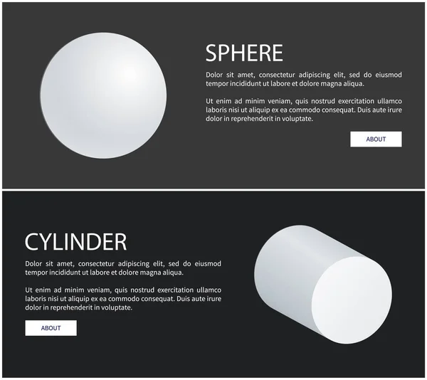 Bol ronde geometrische 3D-vorm en cilinder wit — Stockvector