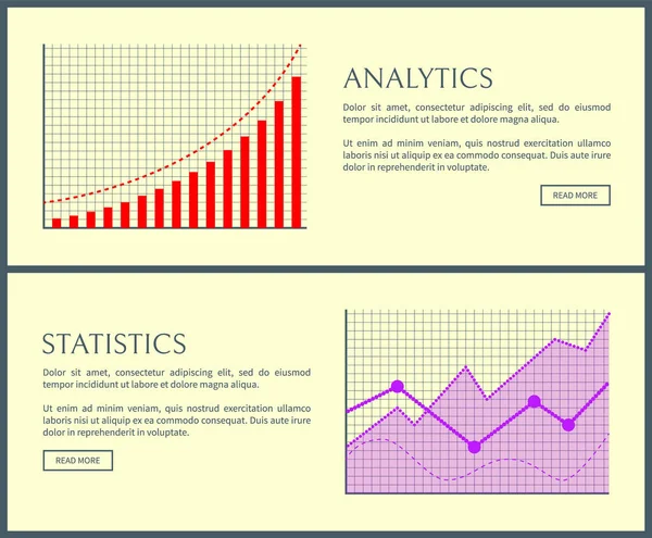 Statistiche e pagine Web Imposta illustrazione vettoriale — Vettoriale Stock