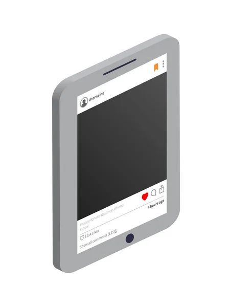 Tablet e Instagram Perfil Vector Ilustração —  Vetores de Stock