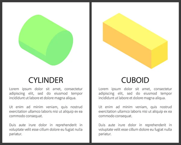 Ilustração do vetor do conjunto de banner do cilindro e cubóide — Vetor de Stock