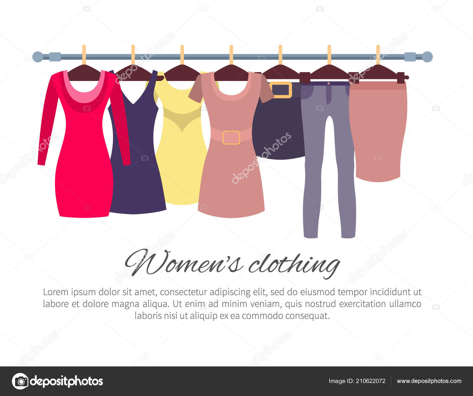 Cartel de ropa para mujer con ropa de moda Vector de stock