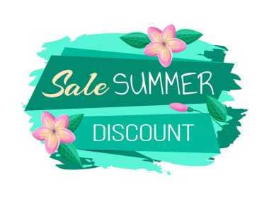 Satış ve yaz indirim sahil yolu afiş çiçekli