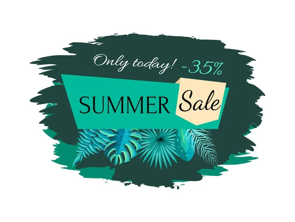 Summer Sale with 35 Off Only Today Promo Emblem — Stock Vector