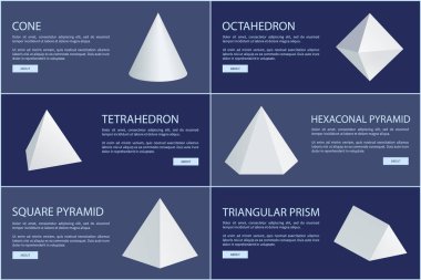 Koni ve Octahedron resimler, beyaz prizmalar vektör