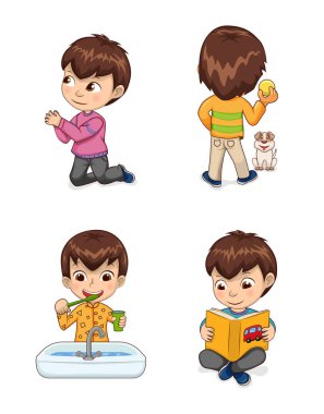 Küçük şirin çocuk rahat çocukça eylemler kümesi yok