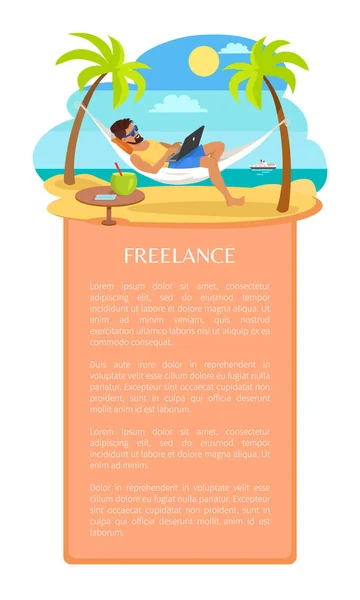 Freelance Vector Poster mit Mann auf Hängematte liegend — Stockvektor