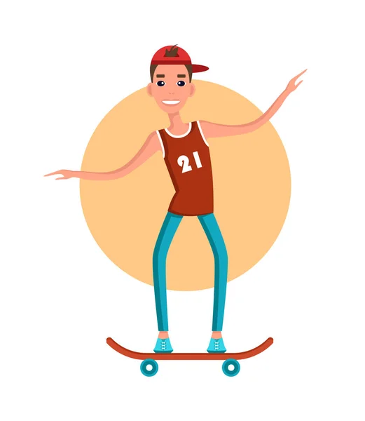 Teenager Skater Skateboarding Vektor Illustration — Stockvektor