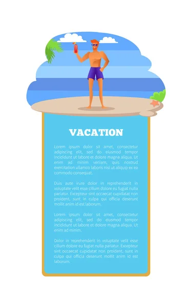 Vakantie zomer Poster tropisch strand Sexy sportman — Stockvector
