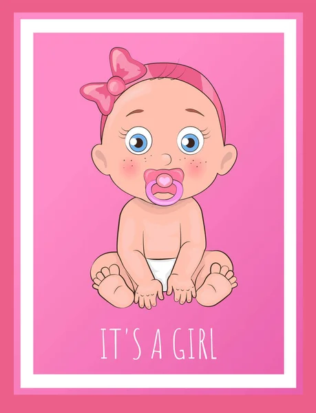 C'est une affiche de fille dédiée au jour de la douche de bébé — Image vectorielle