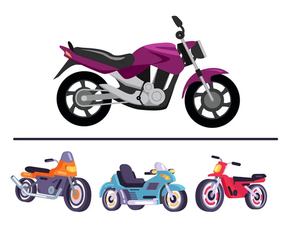 Motorlu bisiklet koleksiyonu, Scooter motosiklet — Stok Vektör