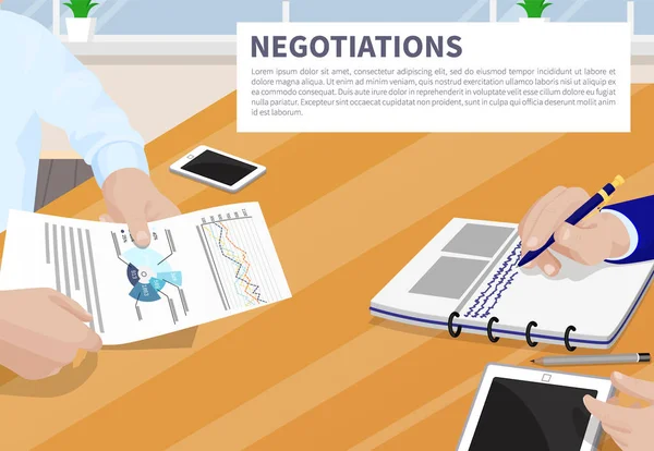 Negocjacji kolorowy transparent wektor ilustracja — Wektor stockowy