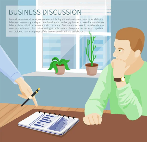 Ilustracja wektorowa plakat dyskusji biznesowych — Wektor stockowy