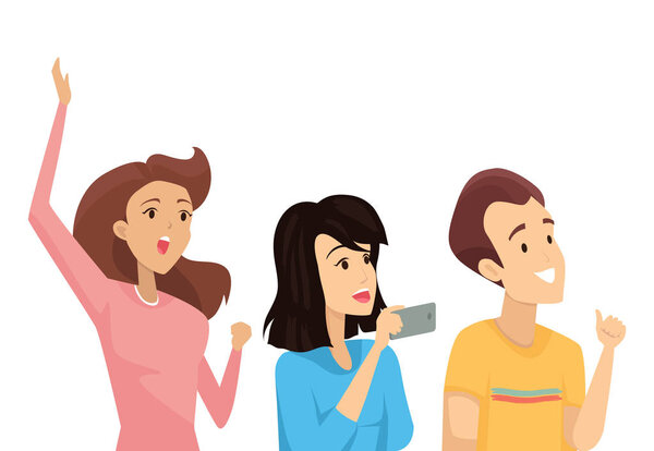 Male Smiling and Woman Set Vector Illustration