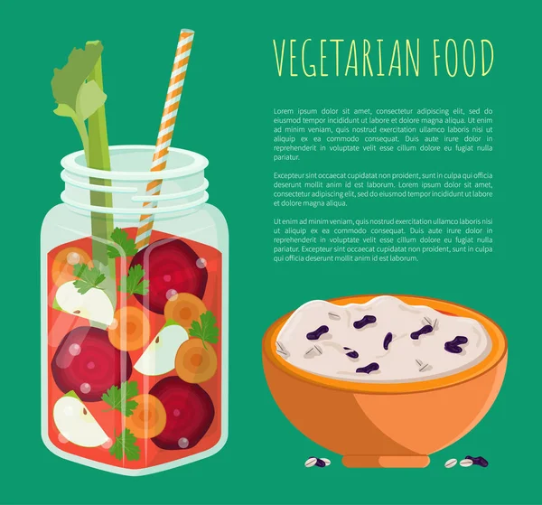 Вегетарианская еда Детоксикация освежающий здоровый коктейль — стоковый вектор