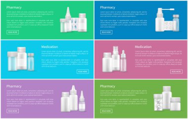 Eczane ve ilaç Set Web posterler kapsayıcılar
