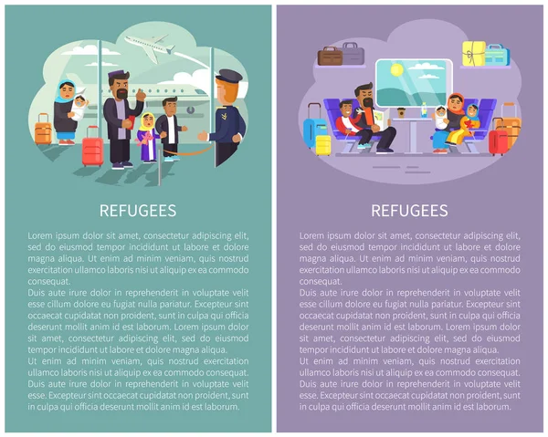 Colección de banners de refugiados Vector Ilustración — Vector de stock