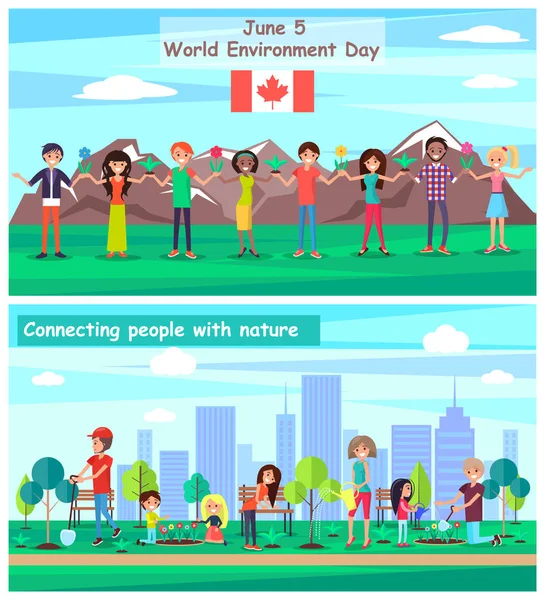 Journée mondiale de l'environnement Se connecter à la nature — Image vectorielle
