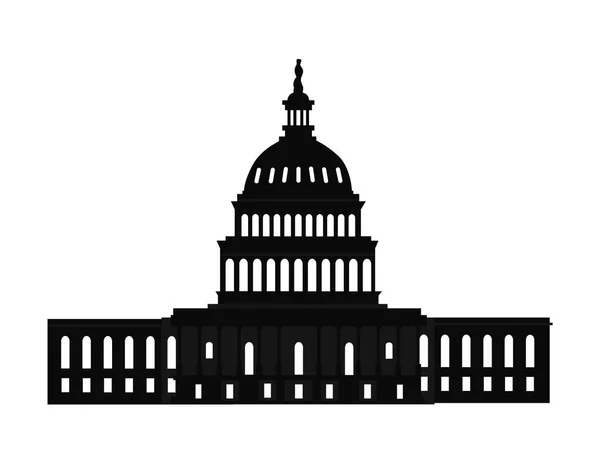 Washington Capitol magas oszlopok fekete fekete-fehér — Stock Vector
