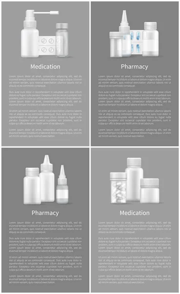 Set Farmacia e Farmacia Contenitori per Poster Web — Vettoriale Stock