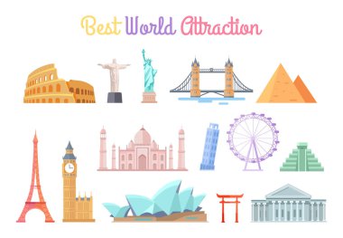 En iyi Dünya Attractions vektör çizim ayarla