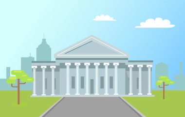 Washington Capitol uzun boylu sütun yol çimen yeşil