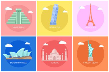 Maya Piramit Eyfel Kulesi vektör çizim