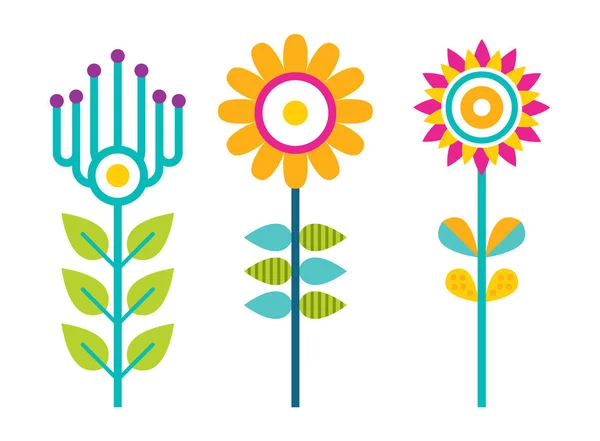 Fleurs créatives lumineuses avec pétales colorés — Image vectorielle