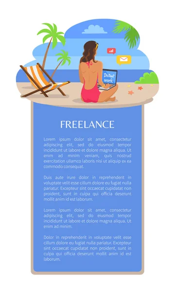 Modello poster freelance Aggiungi testo Donna Indietro Visualizza — Vettoriale Stock