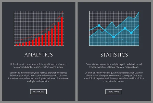 Grafici analitici e statistici sulle pagine web — Vettoriale Stock