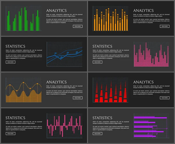 Analytics zestaw ilustracji wektorowych stron sieci Web — Wektor stockowy