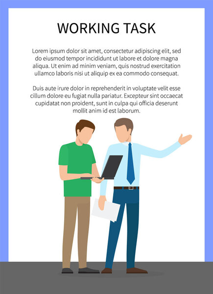 Working Task Poster With Text Vector Illustration