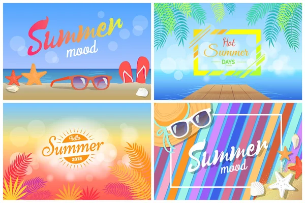 Humor de verano Días calurosos de verano Hello Summertime 2018 — Archivo Imágenes Vectoriales