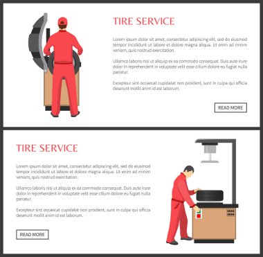 Lastik servisi renkli afiş vektör çizim