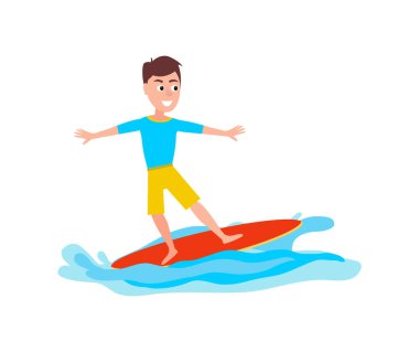 Sörf spor aktivitesi ve çocuk vektör çizim