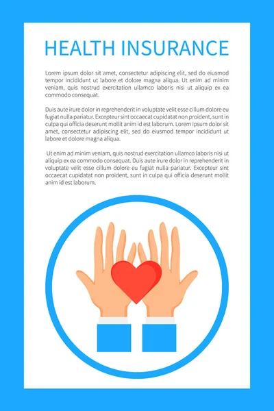 Ασφάλιση υγείας αφίσα με στρογγυλό λογότυπο με τα χέρια — Διανυσματικό Αρχείο