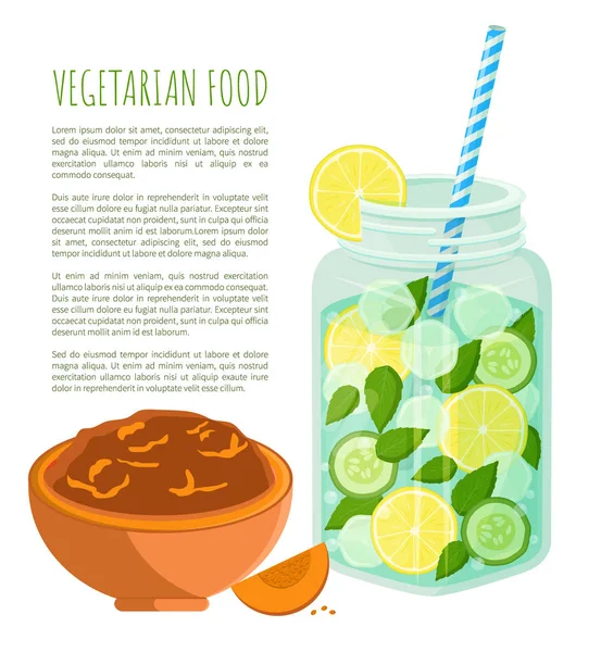 Vegetarisches Essen Poster Detox Diät Konzept Vektor — Stockvektor