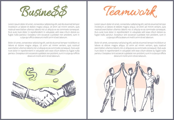 Business and Teamwork Posters Vector Illustration — Stock Vector