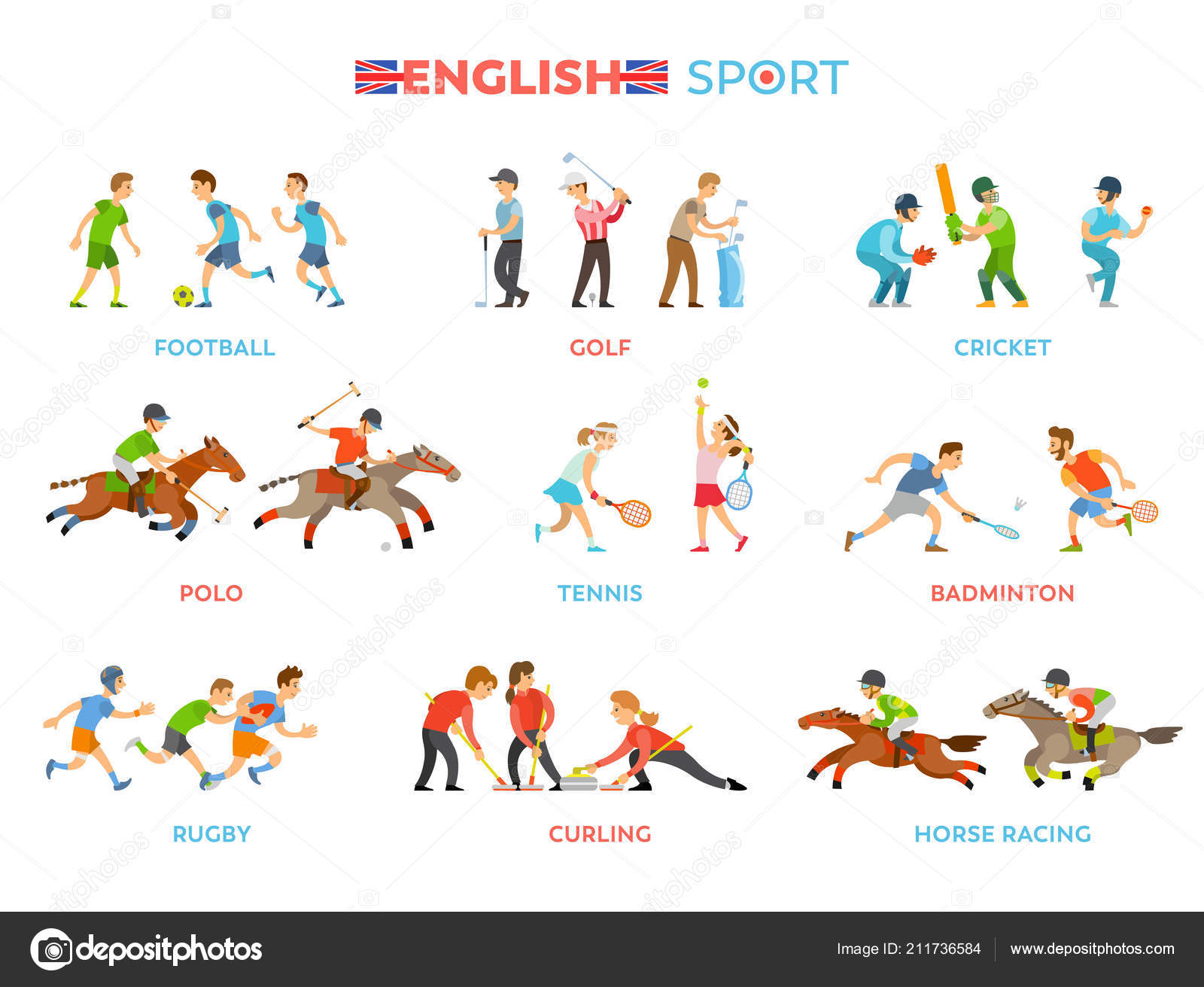 Golfe Inglês Do Esporte E Polo Badminton E Futebol Ilustração do