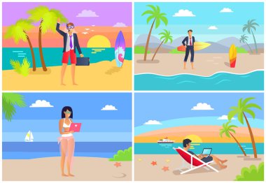 İnsanlar tarafından Seaside serbest vektör çizim