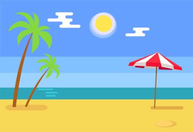 Tropikal ada deniz kıyısı sıcak kum mavi su ile