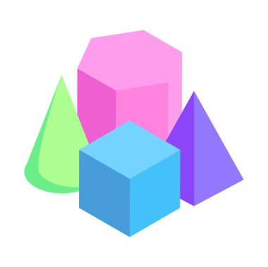 Geometrik figürler Fuar renkli 3 boyutlu modeller